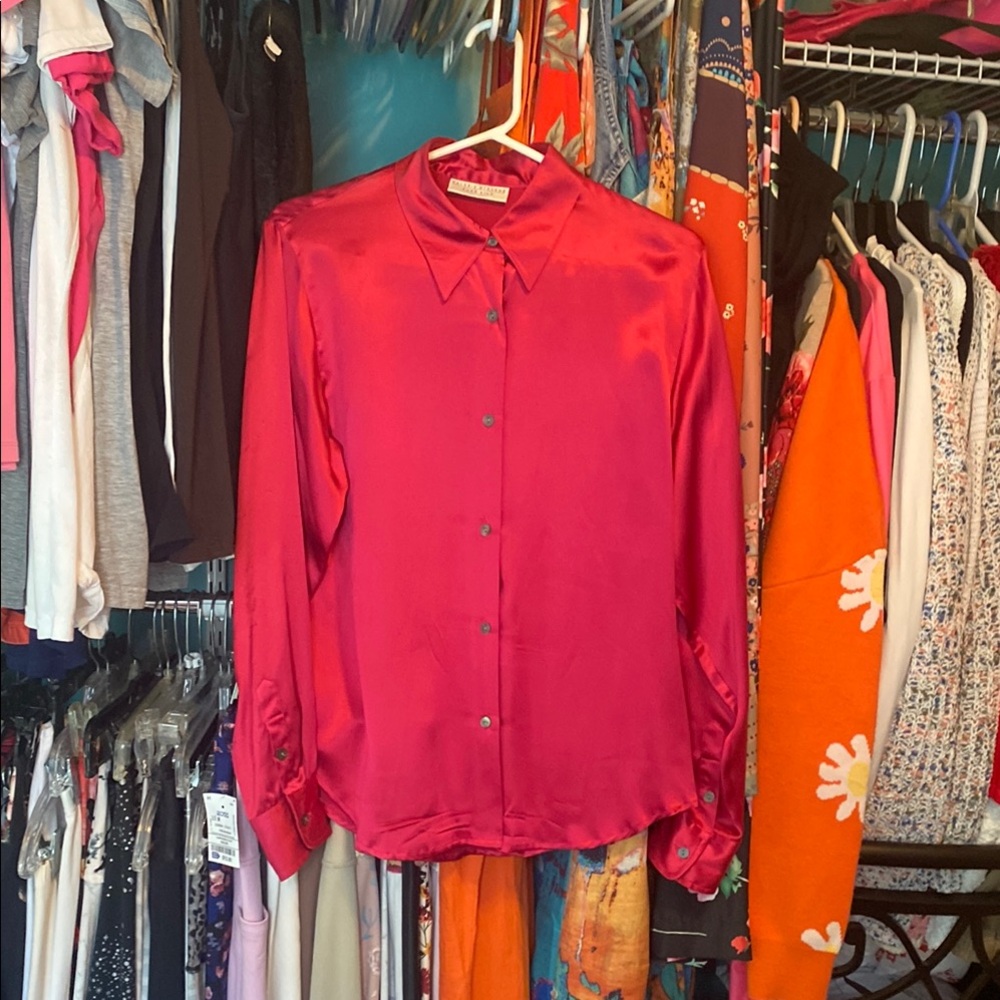 Women's Pink Satin Blouse